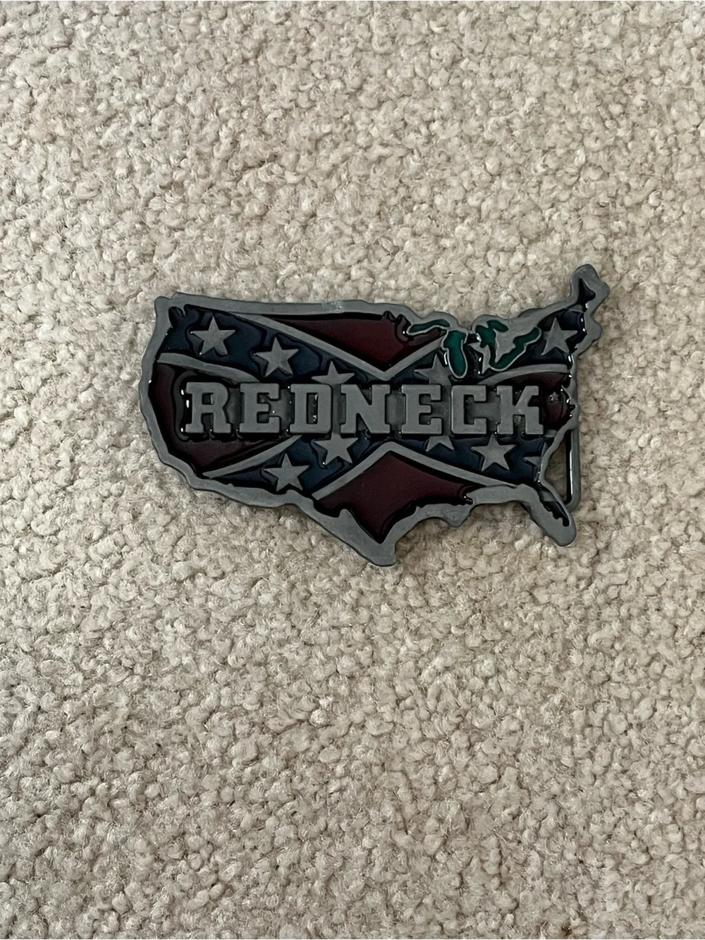 USA Redneck Belt Buckle | American Flag Map Buckle